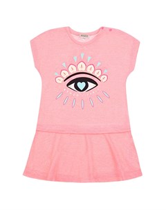 Розовое платье с принтом глаз детское Kenzo