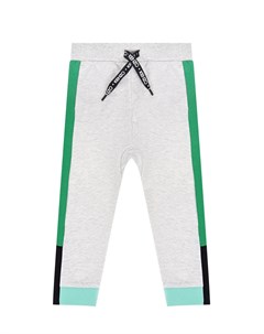 Серые спортивные брюки с зелеными лампасами детские Kenzo
