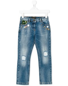 Декорированные джинсы с рваными деталями Dolce & gabbana kids