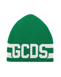 Шапка бини вязки интарсия с логотипом Gcds kids