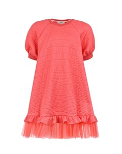 Платье кораллового цвета с рюшами детское Fendi