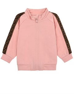 Розовая спортивная куртка с коричневыми лампасами детская Fendi