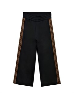 Черные брюки с коричневыми лампасами Fendi