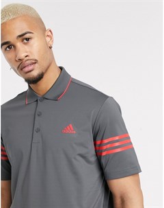 Черно красная футболка поло с 3 полосками на рукавах adidas golf 365 Adidas golf