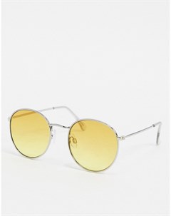 Круглые солнцезащитные очки с желтыми стеклами Topman