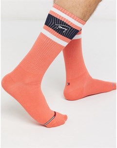 Коралловые носки с логотипом в стиле ретро Tommy Jeans Tommy hilfiger