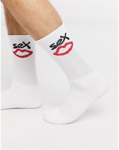 Белые носки с логотипом Sex skateboards