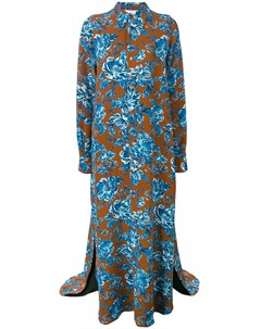Длинное платье рубашка с длинными рукавами и принтом Ami paris