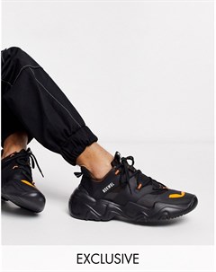 Черные сетчатые кроссовки для бега на массивной подошве Nokwol
