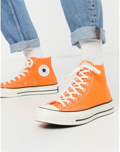 Неоново оранжевые высокие кеды Chuck 70 Converse