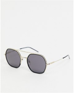 Черно золотистые квадратные солнцезащитные очки авиаторы Tommy hilfiger