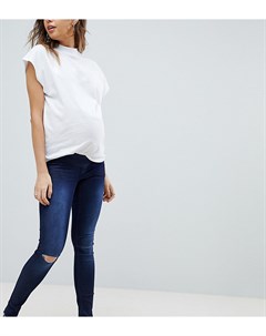Рваные зауженные джинсы Maternity Supermom