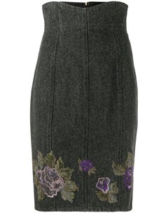 Джинсовая юбка 1990 х годов с цветочной вышивкой A.n.g.e.l.o. vintage cult