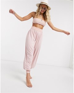 Розовые пляжные брюки из трикотажа от комплекта Asos design