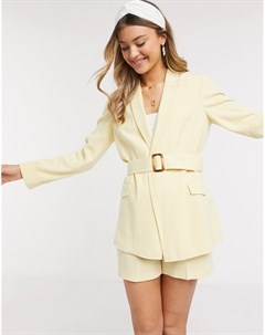Льняной пиджак лимонного цвета от комплекта Miss selfridge