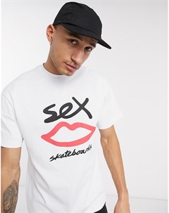 Белая футболка с логотипом Sex skateboards