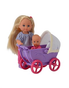 Кукла EVI с фиолетовой коляской и малышом на прогулке Evi
