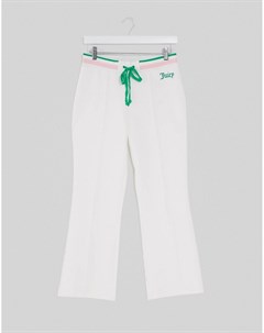Бежевые велюровые брюки от комплекта с вышитым логотипом Juicy couture