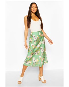 Из коллекции Tall Атласная миди юбка с цветочным принтом Boohoo