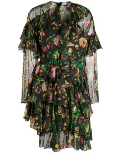 Платье с цветочным принтом и оборками Msgm