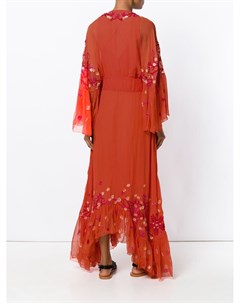 Длинное платье с цветочной вышивкой Roberto cavalli