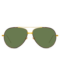 Солнцезащитные очки авиаторы черепаховой расцветки Linda farrow