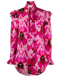 Блузка с цветочным принтом и оборками Alexander mcqueen