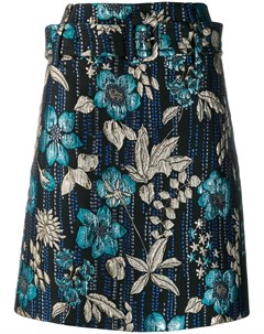 Жаккардовая юбка с цветочным узором Prada