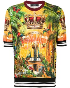 Пуловер с принтом Tropical King Dolce&gabbana