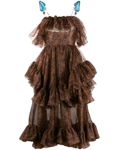 Платье из органзы с оборками и принтом пейсли Christopher kane