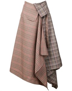 Асимметричная юбка со складками в шотландскую клетку Monse