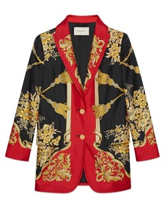 Пиджак с принтом цветов и кисточек Gucci