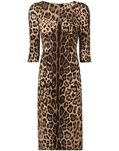 Леопардовое платье облегающего кроя Dolce&gabbana
