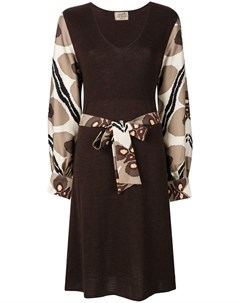 Платье с принтом на рукавах и поясе на талии Hermès