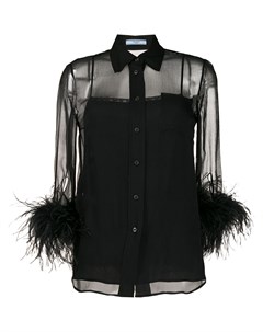 Блузка с перьями на рукавах Prada