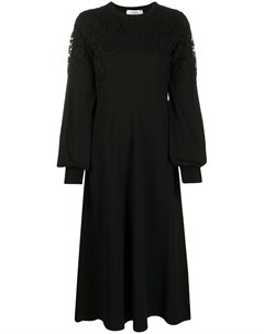 Платье с длинными рукавами и кружевом Valentino