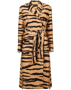 Жаккардовое пальто с поясом и тигровым принтом Proenza schouler