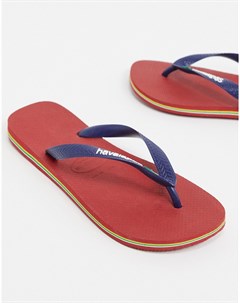 Красно синие шлепанцы с логотипом Havaianas