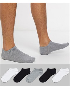 Набор из 5 пар однотонных невидимых носков Скидка Asos design