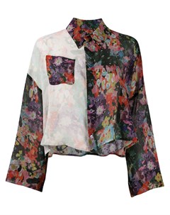 Блузка с цветочным узором и контрастной вставкой Anntian