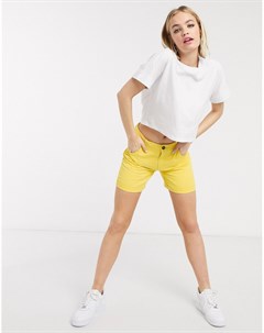 Желтые длинные джинсовые шорты с необработанным краем Noisy may