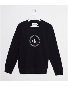 Черный свободный свитшот с круглым вырезом и логотипом Calvin klein jeans plus