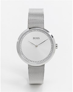 Серебристые часы с сетчатым ремешком 1502546 Boss
