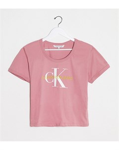 Окрашенная в розовый цвет растительными красителями футболка с монограммой Calvin klein jeans plus