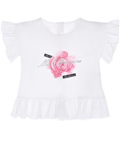 Белая блуза с розой Miss blumarine