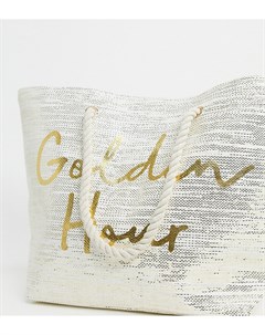 Эксклюзивная пляжная сумка с надписью Golden Hour Кремовый South beach