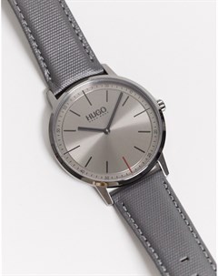 Часы с серым кожаным ремешком Hugo Boss