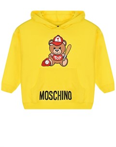 Желтая толстовка худи с принтом медвежонок бейсболист детская Moschino