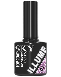 Гель топ растворимый 01 розово фиолетовое мерцание Top Coat ILLUME 10 мл Sky