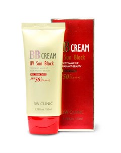 Солнцезащитный BB крем для лица BB Cream UV Sun Block 50мл 3w clinic